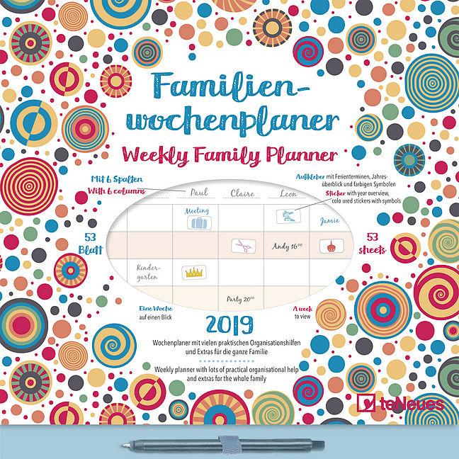Produktbild Familien Wochenplaner Leaves 2019 (Deutsch, Englisch)
