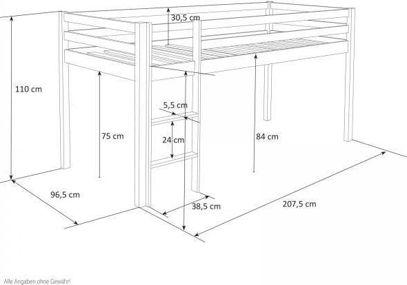 Actual product image Homestyle4u Loft bed Play bed Children's bed with tunnel Curtain (90 x 200 cm)