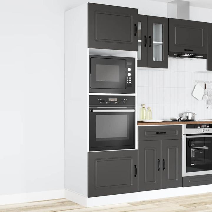 Produktbild VidaXL Herdumbauschränke 2 Stk. Lucca Schwarz Holzwerkstoff Backofenschrank (60 x 57 x 207 cm)