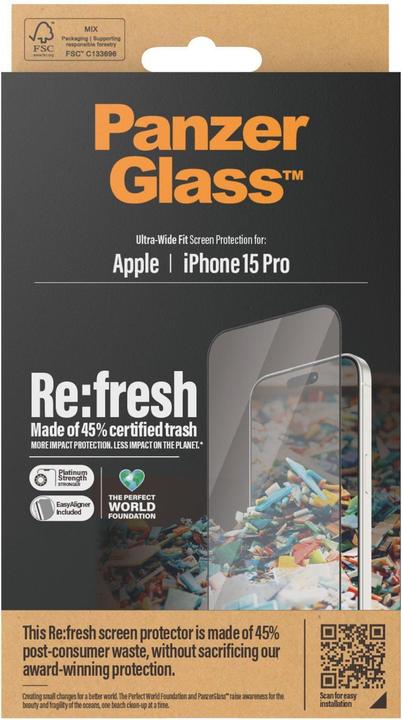 Actual product image PanzerGlass Re:fresh (1 Piece, Apple iPhone 15 Pro)