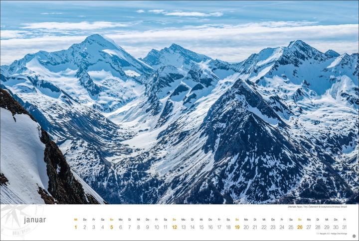 Produktbild Heye Österreich Globetrotter Kalender 2025 - Von weiter Bergwelt und klaren Seen (Harter Einband, Deutsch)