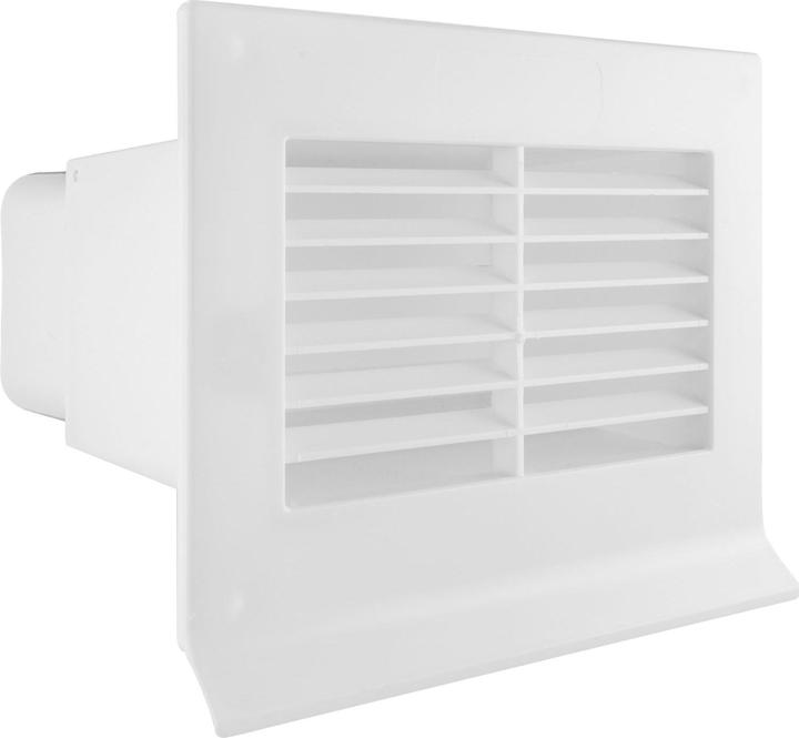 IKM Flat duct wall sleeve end piece with backflow flap white, System 125