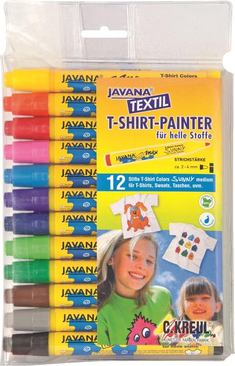 Produktbild Kreul T-Shirt-Painter (Schwarz, Braun, Hellblau, Grün, Violett, Pink, 4 mm, 12 x)
