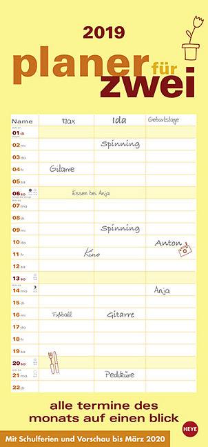 Produktbild Planer für zwei - Kalender 2019 (Deutsch)