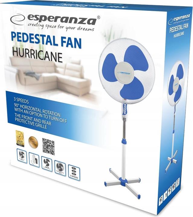 Actual product image Esperanza EHF001WB 16 " Pedestal Fan White/Blue