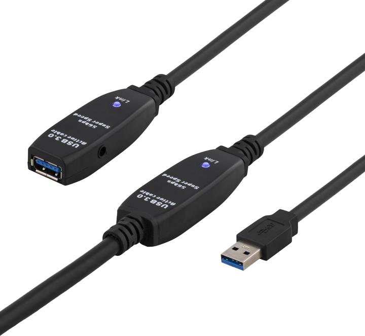 Image du produit Deltaco Câble USB 3.0, 15,0 m, noir (15 m, USB 3.2 Gen 1)