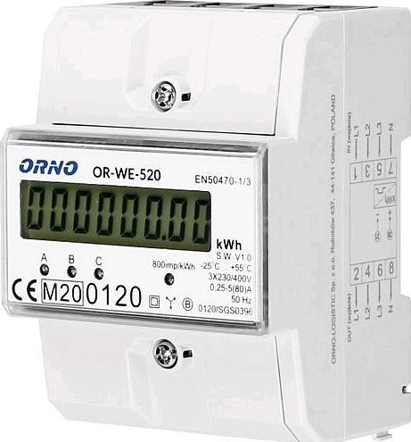 Actual product image Orno 3-phase electricity meter