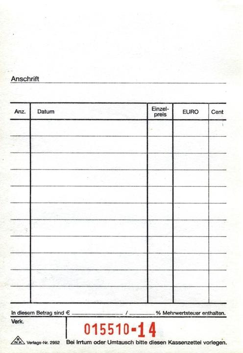 Actual product image Rnk Receipt pad (100 x)