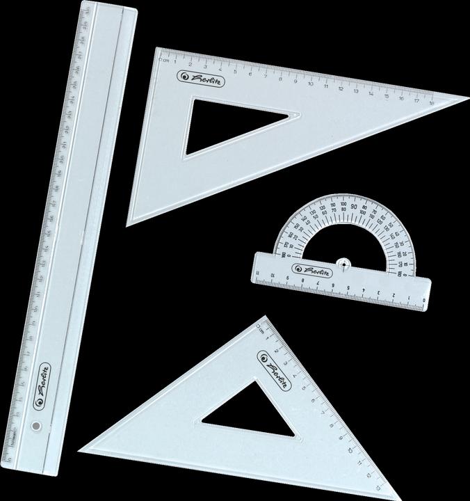 Produktbild Herlitz Geometrie-, Zeichendreieck (Büro, Schule) Geometrie-Set 4-teilig Kunststoff transparent (19 mm)
