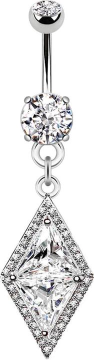 Produktbild Star Piercing Banane silber mit zwei Kugeln Kristall silber Anhänger langer Kristall (Messing, Chirurgenstahl 316L)