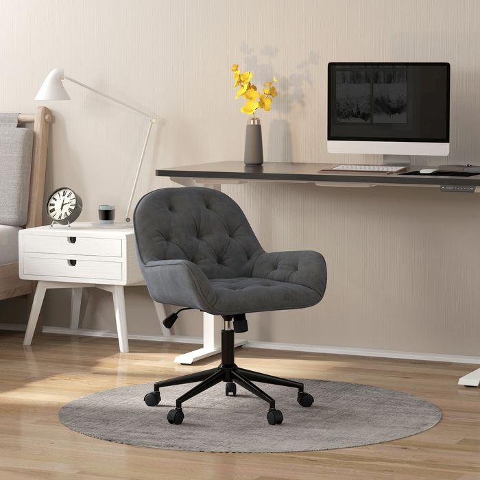Immagine prodotto Swisshandel24 Sedia da ufficio con funzione dondolo, ergonomica, effetto velluto, grigio scuro