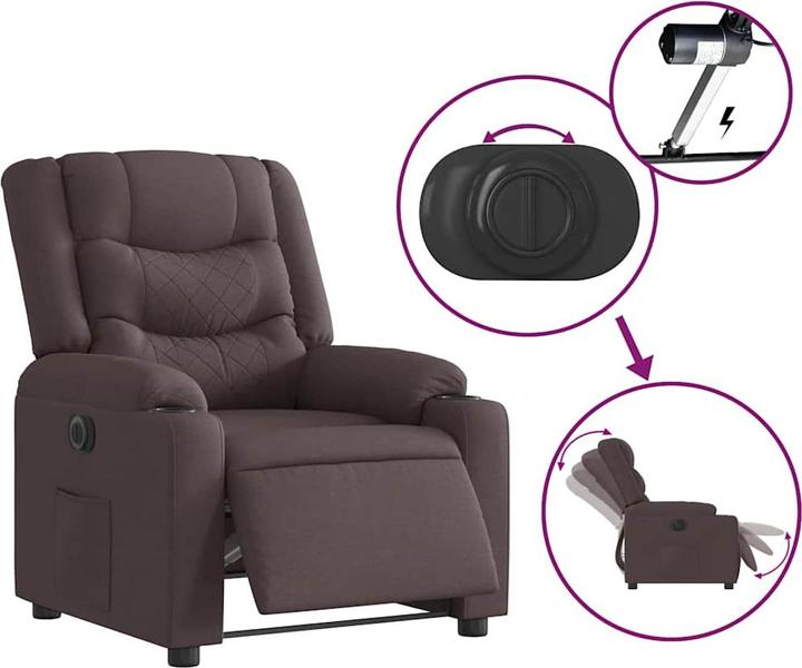 Image du produit VidaXL Fauteuil Relax Electrique Tissu Marron Foncé