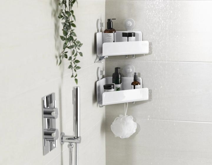 Productafbeelding Joseph Joseph EasyStore hoekdouchebak (set van 2) - Wit (26,5 x 18 x 45 cm)