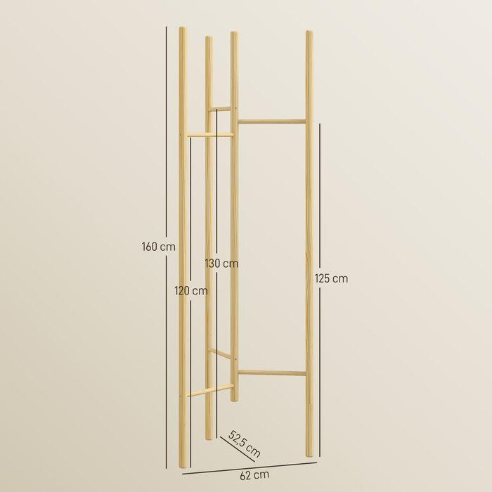 Actual product image Swisshandel24 Clothes rack, space-saving, 5 kg load, 62x52.5x160cm, nature