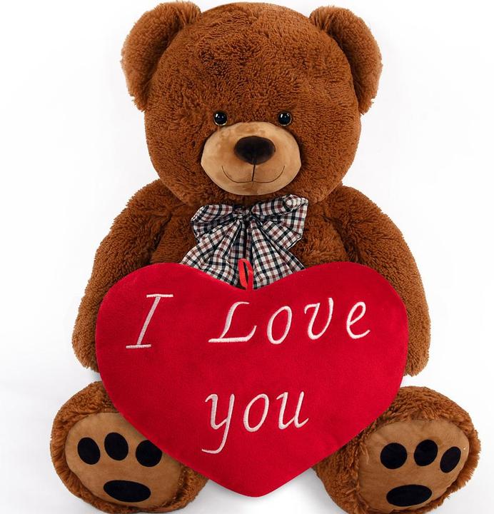 Brown with heart cushion 30cm