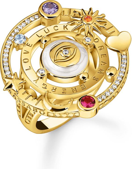 Actual product image Thomas Sabo Cosmic Design Cocktail Ring Gold Plated with Colourful Stones (58, 925 Silver)