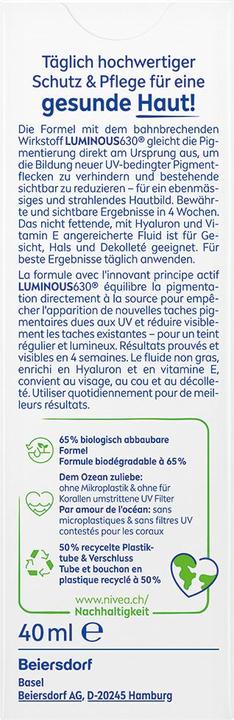 Produktbild NIVEA Sun Sun UV Face Luminous Anti-Pigments (Sonnencreme Gesicht, SPF 50, 40 ml, 500 g)