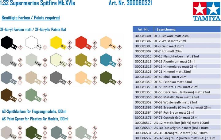 Produktbild Tamiya Supermarine Spitfire Mk. XVIe
