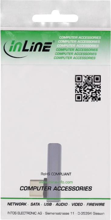 Immagine prodotto InLine Adattatore USB4, spina/presa USB-C verticale angolata a destra/sinistra, alluminio, grigio (USB-C)