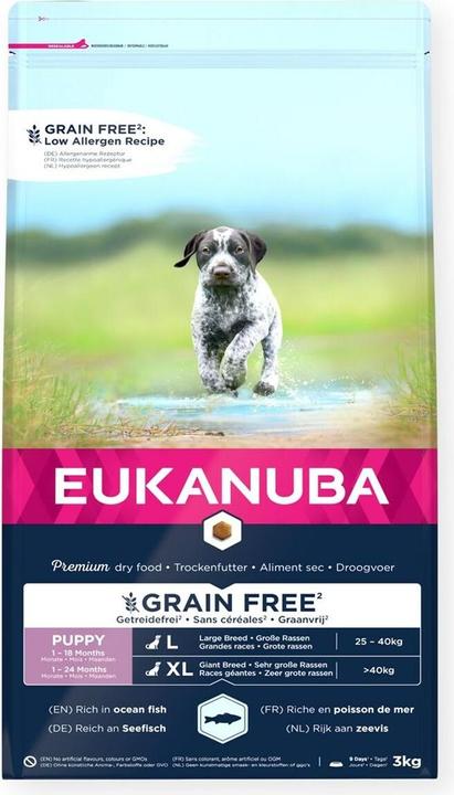 Actual product image Eukanuba Grainfree Puppy L/XL Salmon (Puppy + kitten, 1 pcs., 3000 g)