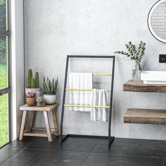 Immagine prodotto Swisshandel24 Portasciugamani, portasciugamani a piantana con 3 portasciugamani, portasciugamani per il bagno, St.