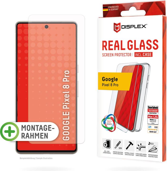Actual product image Displex Real Glass, 2D Panzerglas + Handyhülle (1 Piece, Google Pixel 8 Pro)