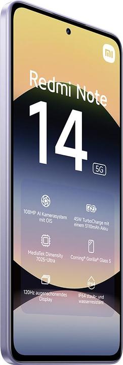 Produktbild Xiaomi Redmi Note 14 5G (128 GB, Lavender Purple, 6.67", Dual SIM, 108 Mpx, 5G)