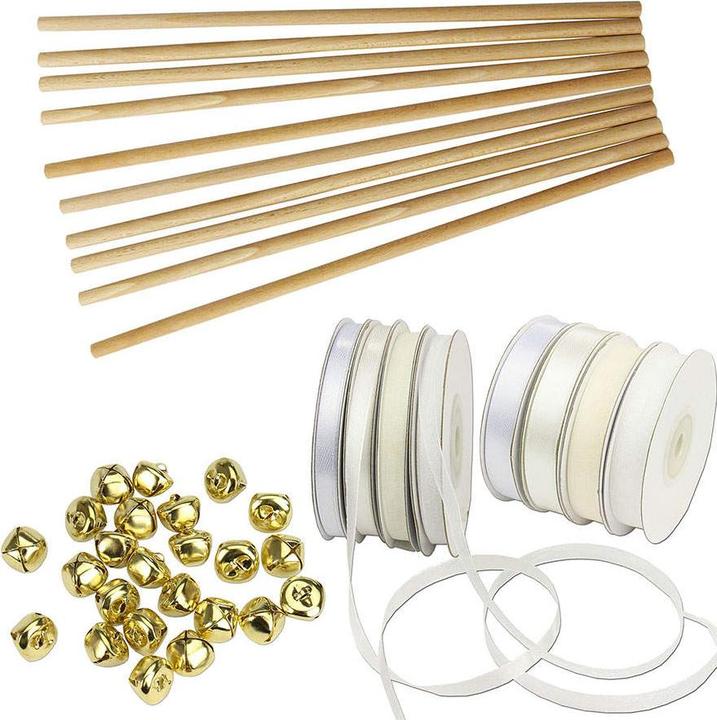 Actual product image trendmarkt24 Wands 48 pieces Wedding Wedding Wands 30cm long DIY bells 200m ribbon lucky wands