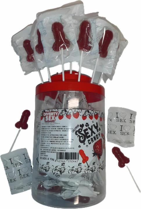 Produktbild Diablo Picante 50 ERDBEER- UND KIRSCHSÜSSIGKEITEN-PENIS-LOLLIPOP (50 EINHEITEN)