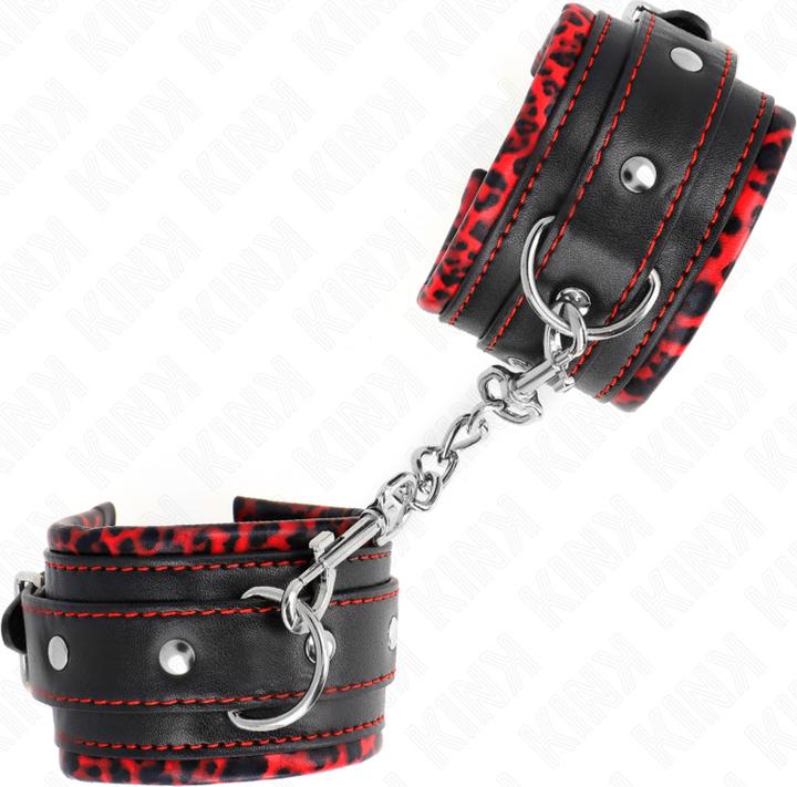 Produktbild Kink Pelzgefãoetterte Handgelenkfesseln Rot/Schwarz Verstellbar 17-29 cm X 6 cm
