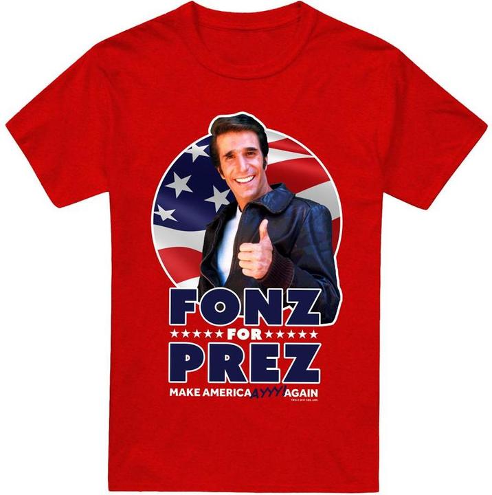 Actual product image Happy Days Unisex Adult Fonz for Prez T-Shirt (XXL)