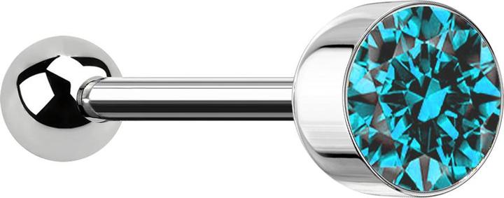 Immagine prodotto Star Piercing Barbell silber mit Kugel und Kugelzylinder Kristall aqua (senza ottone, Acciaio chirurgico 316L)
