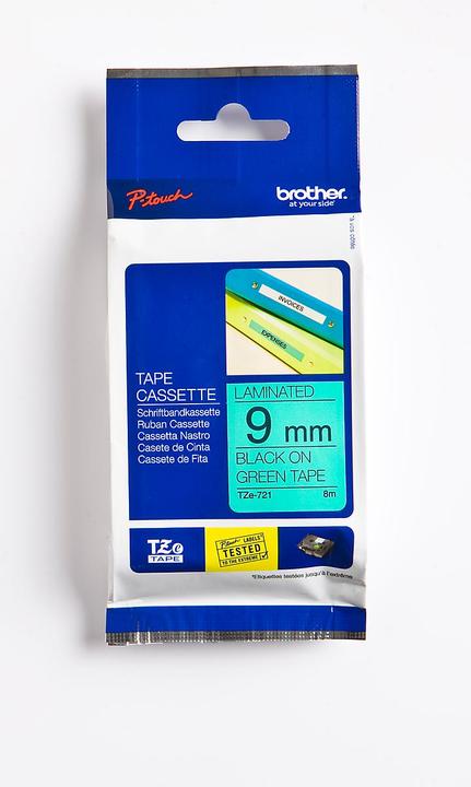 Actual product image Brother Tze-721 (0.90 cm, Green, Black)