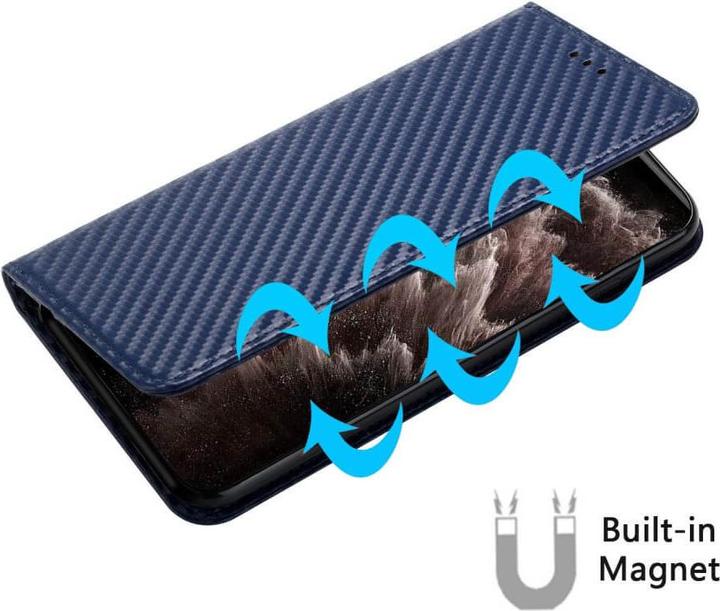 Produktbild Cover-Discount Xiaomi Poco X5 Pro - Carbon Look Flip Case Hülle blau (Xiaomi Poco X5 Pro, Xiaomi Redmi Note 12 Pro 5G)