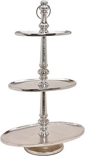 Produktbild G. Wurm Etagere mit 3 Ebenen Oval aus Metall Silber (H) 75cm, 28x18cm/41x26cm/51x31cm