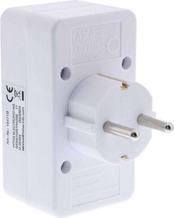 Produktbild InLine Steckdosenadapter, Schutzkontakt Stecker an 2x Eurobuchse + 1x Schutzkontaktbuchse, mit erhö (3 x)