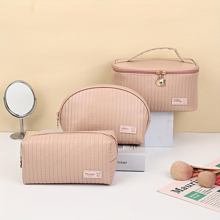 Actual product image Only-Bags.Store 3pcs/set cosmetic bag, portable large opening square cosmetic bag / shell design