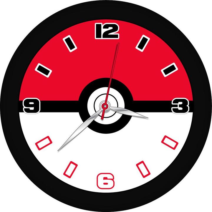 Actual product image Accutime Kids wall clock Pokéball (black), round analog clock in Pokémon design, learning clock for the child