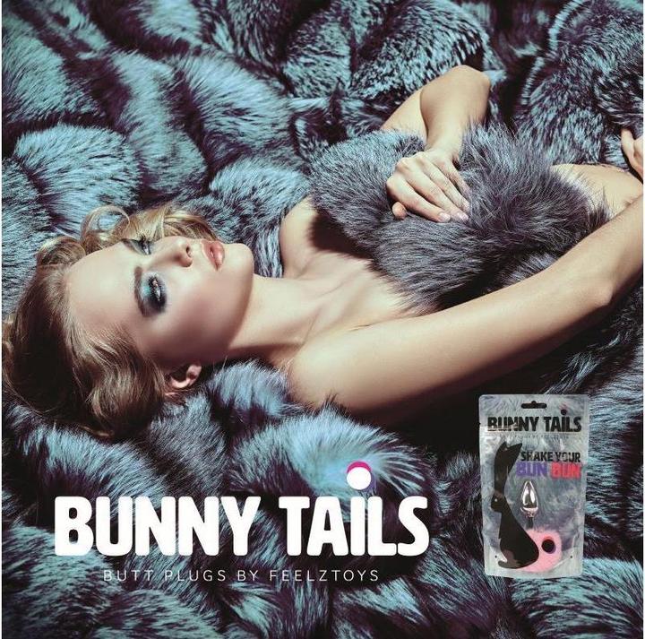 Actual product image FeelzToys Bunny Tails Butt Plug Purple