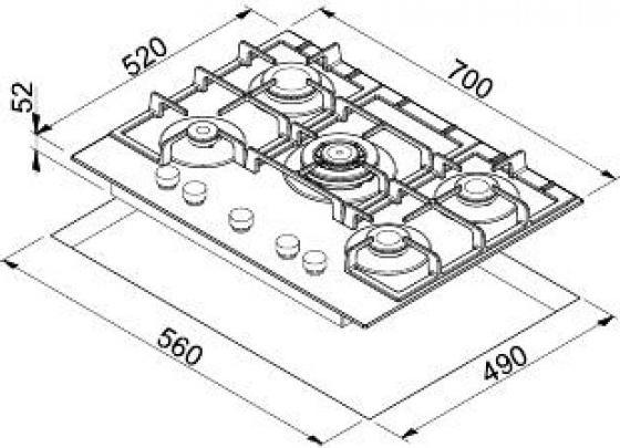 Image du produit Elleci Quadro 70 White Built-in 70 cm Gas 5 Cooker(s)
