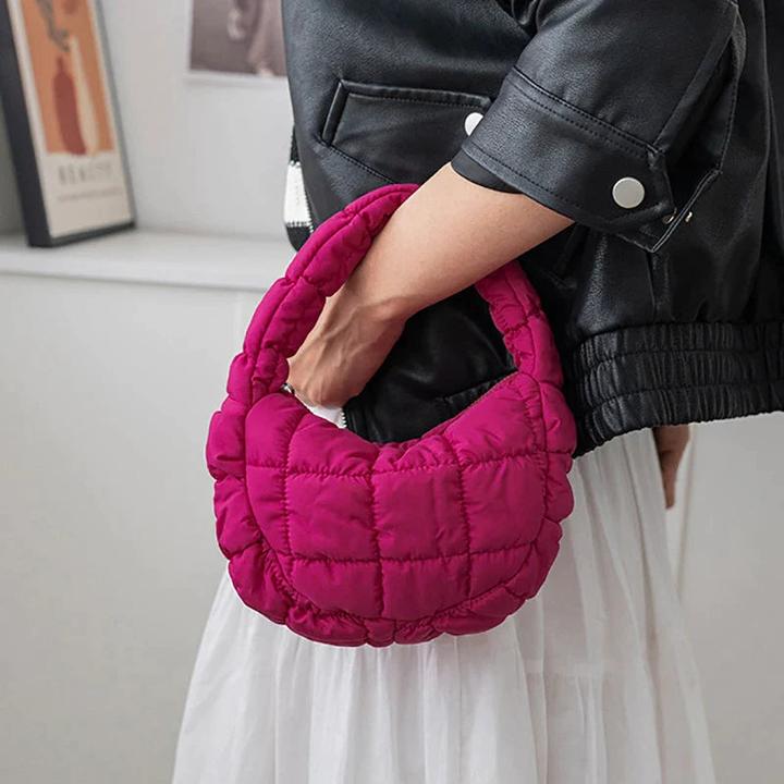 Immagine prodotto Only-Bags.Store Mini borsa trapuntata Circle Phone Purple Elegante Viola Morbido Nylon Imbottito