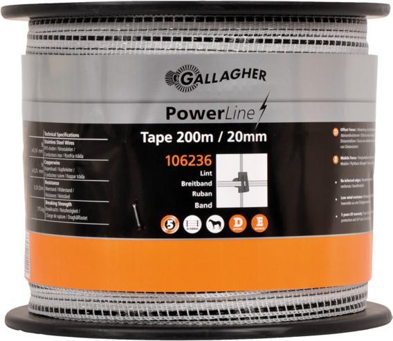 Image du produit Gallagher Bande plastique blanc noir 20 mm x 200 m