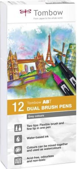 Produktbild Tombow ABT Dual Brush Pen (Black-Grey, 12 x)