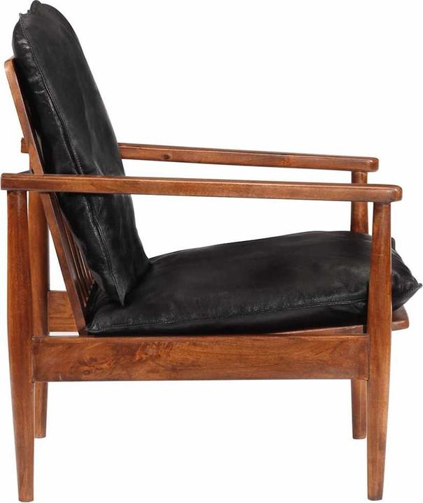 Produktbild VidaXL Sessel Schwarz Echtleder und Massivholz Akazie,Farbe
