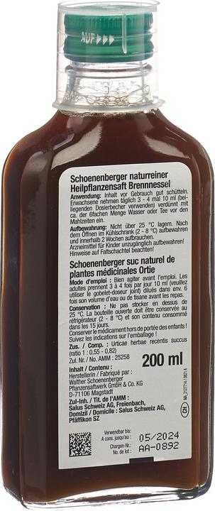 Actual product image Schönenberger Nettle medicinal plant juice juice