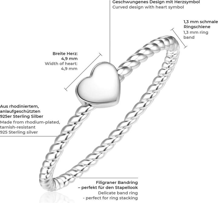 Actual product image Glanzstücke München Ladies Heart Sterling Silver Silver - 10098 (54, 925 Silver)