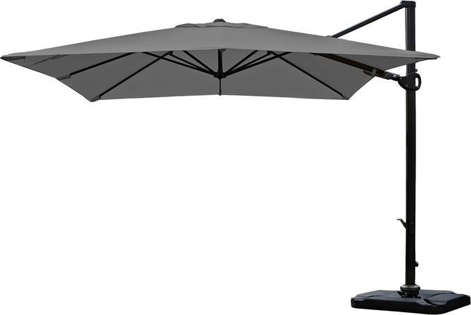 Produktbild Swisshandel24 Gastronomie-Ampelschirm, 3x3m (Ø4,24m) schwenkbar drehbar, Polyester/Alu 31kg, anthrazit mit Ständer (3 m)