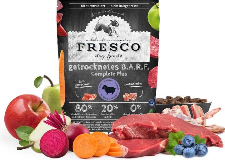 Produktbild Fresco Trockenfutter BARF Complete Plus Lamm 1 kg (Senior, Adult, Junior, 1 Stk., 1000 g)