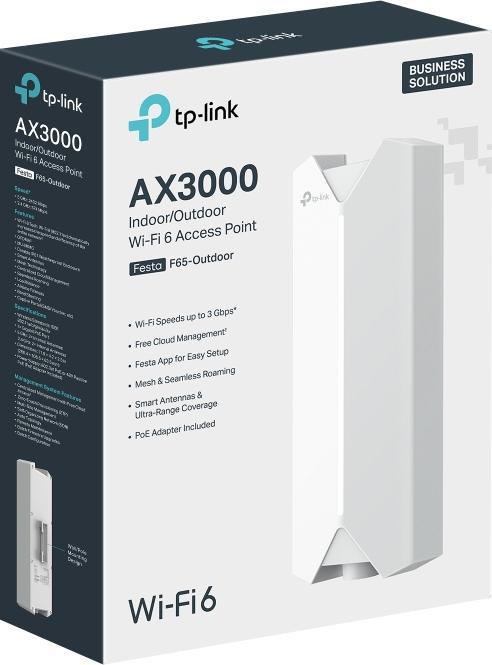 Actual product image TP-Link Festa F65 Access Point AX3000 WiFi 6, free cloud management, 802.3at PoE or 48V pass (2402 Mbit/s)