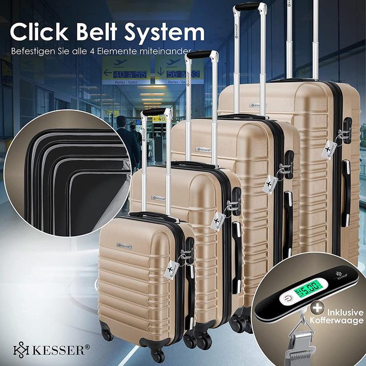 Produktbild Kesser Hartschalenkofferset, 4tlg., Champagne (120 l, Handgepäck (bis 50l), M (50 - 90l), L (90 - 115l), XL (ab 115l))